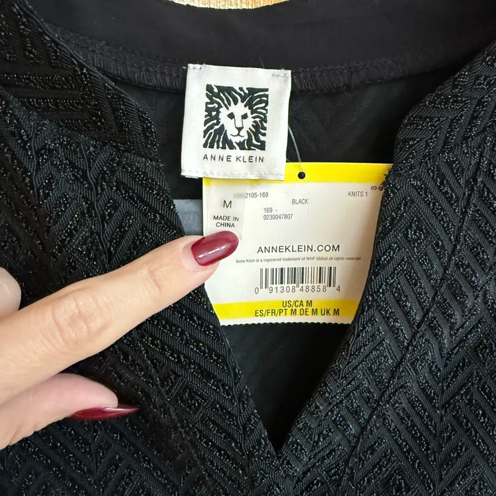Anne Klein Black Textured Knit Top - Picture 3 of 7